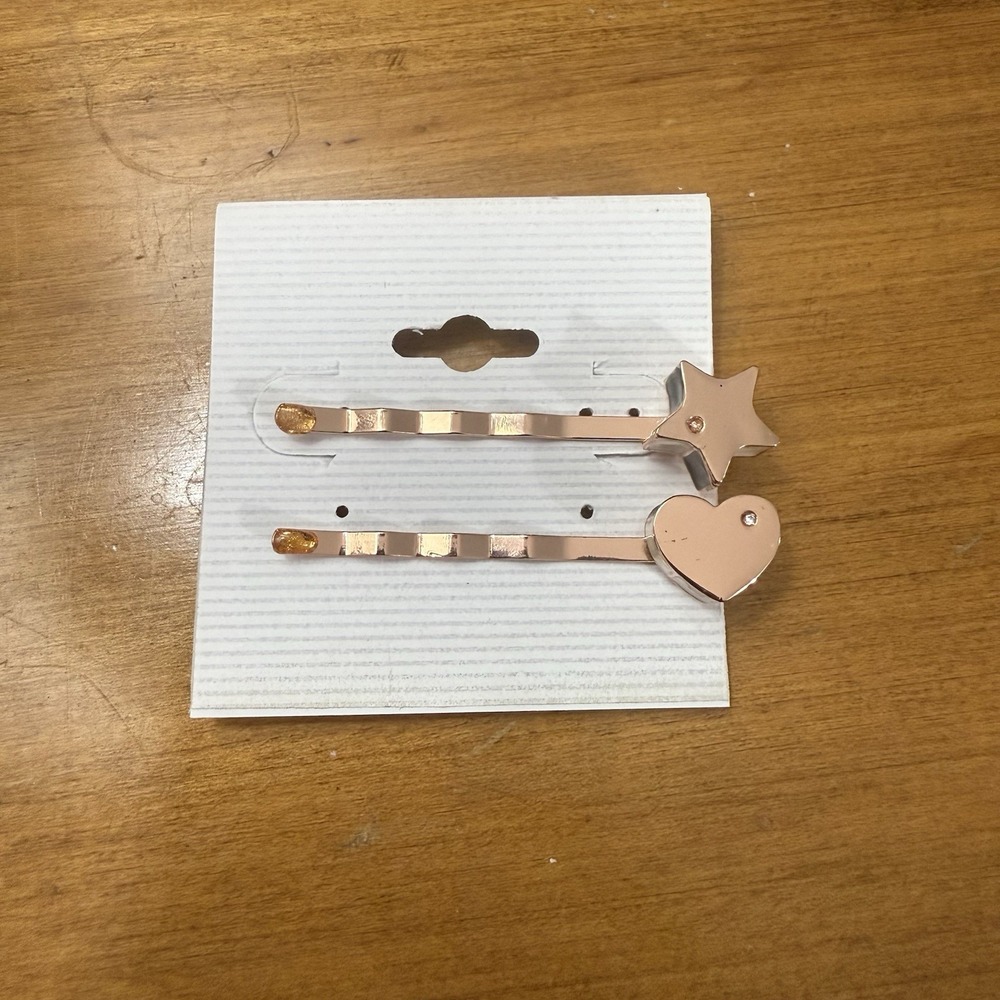 Gold heart and star hair clips